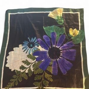 Echo Design 100% Silk Botanic Scarf with Purple and Green Accents